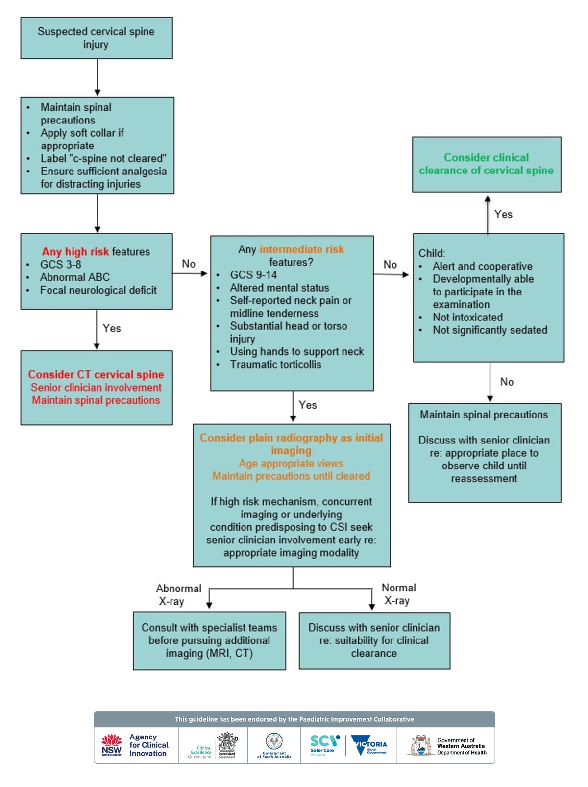 Suspected cervical spine injury - initial assessment and management 7th Ed PIC 2026