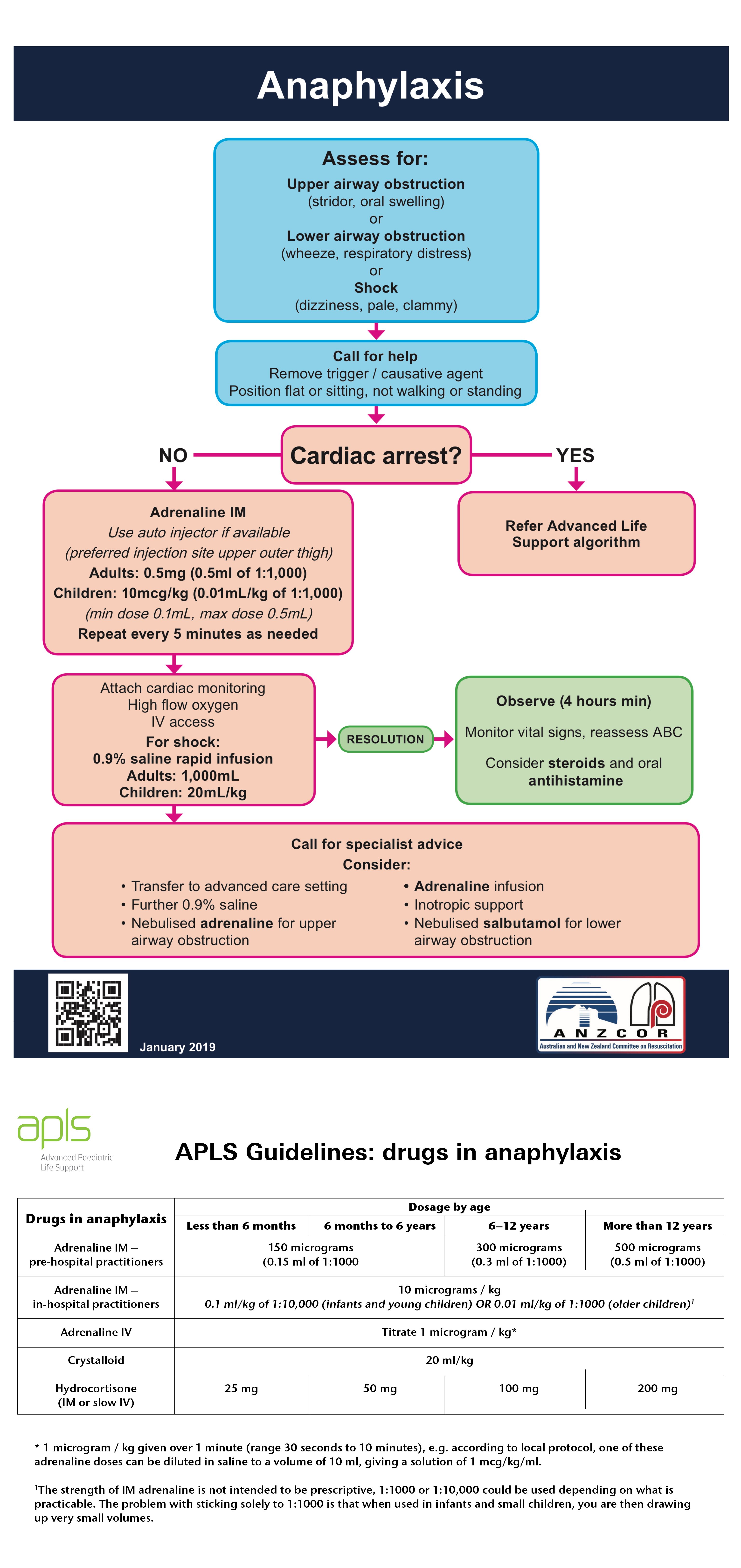 Management of anaphylaxis algorithm